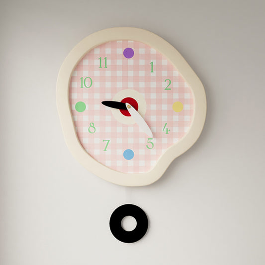 Creamy Gingham Wall Clock-1