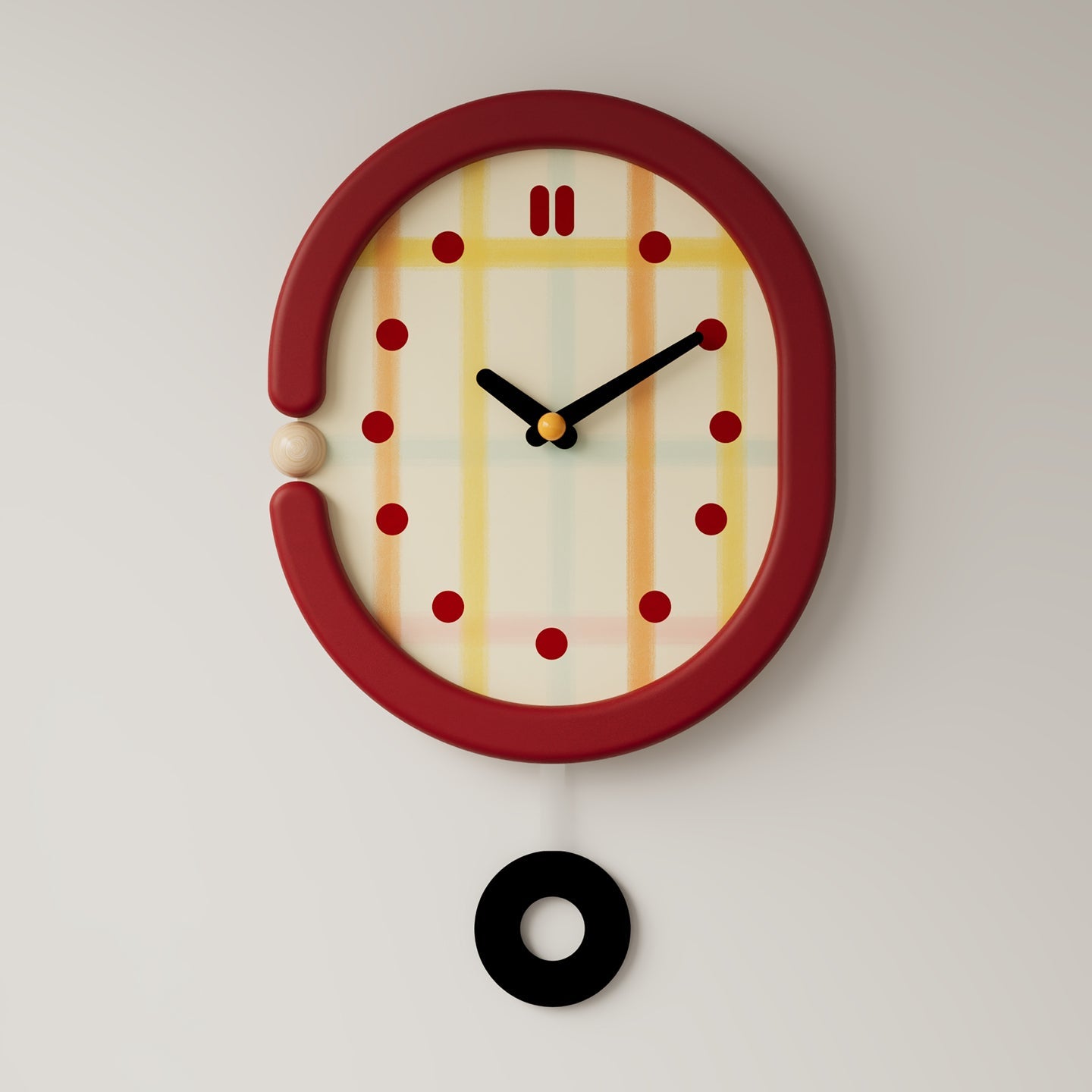 Red Grid Wall Clock-0