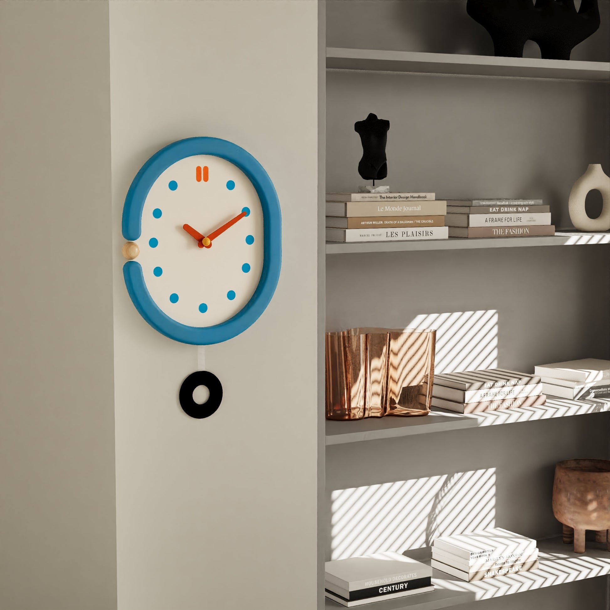 Vintage Blue Wall Clock-4