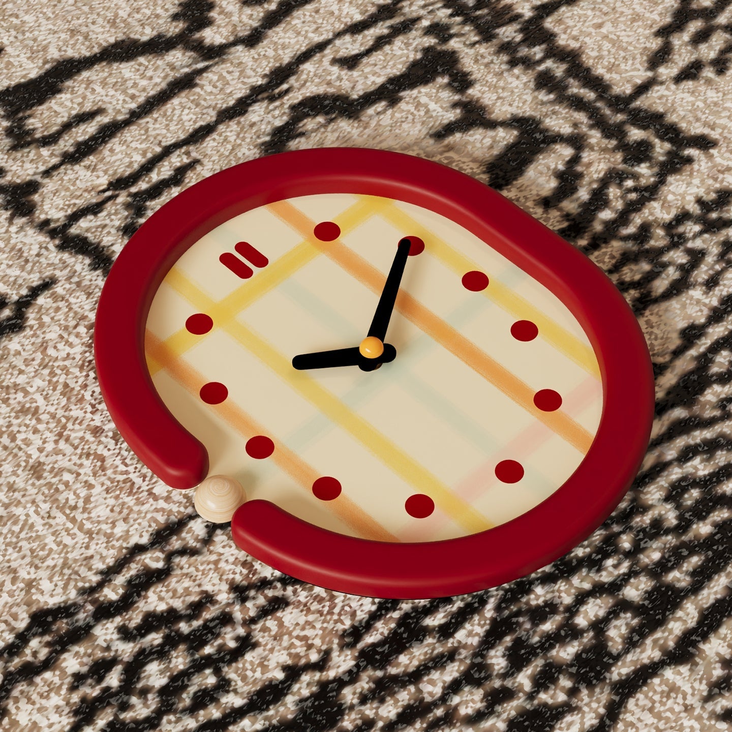 Red Grid Wall Clock-3