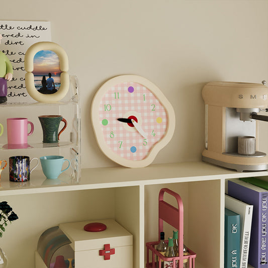 Creamy Gingham Wall Clock-0